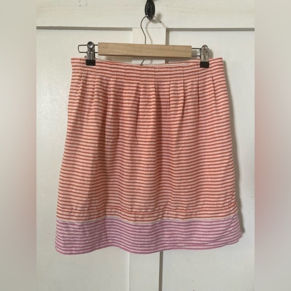 LOFT 100% linen pleated striped mini skirt spring summer pink size 2 - Picture 8 of 8